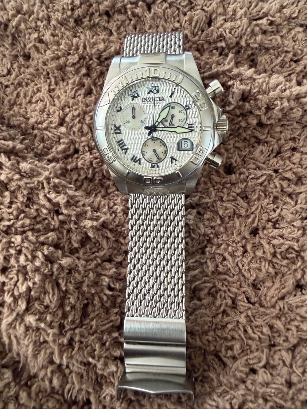 Invicta Silver Mesh Band Women's Chronograph Watch
